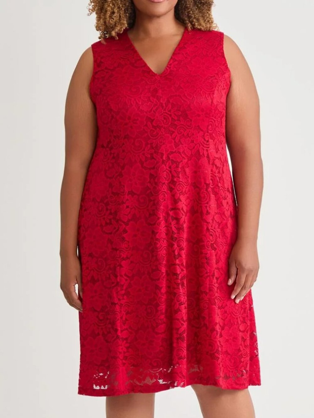 Kasper Women's Sleeveless Lace Fit & Flare Dress, Crimson, XL